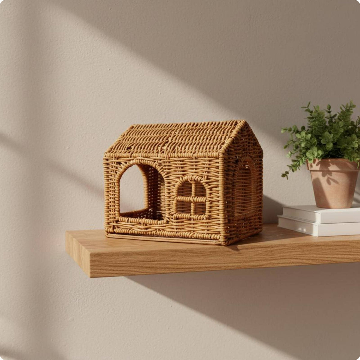 Rattan Bird House Decorative Woven Bird Nest Compact Size