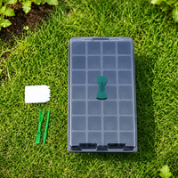 24-Cell Seed Starter Tray, Germination Trays for Vegetables with Ventilation, 36.5×23×11cm Seed Starter Set for Hobby Gardeners, Including Dibber & Labels