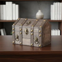 Antique Design Storage Box with Lock Sturdy Wood Construction Decorative Storage Box Wooden Treasure Chest Handmade