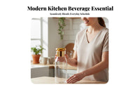 Heat and Cold Resistant Glass Pitcher with Cup Lid Safe Material Glass Carafe with Tumbler Lid Easy to Clean for Students, Bedroom