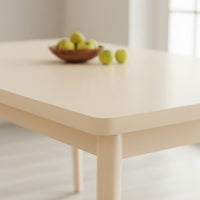 Cream Design White Rectangular Dining Table Solid Wood Legs Home Furniture Easy to Clean for Rental House