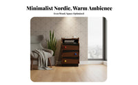 Slim 3-Drawer End Table Retro Design Nightstand Safe Rounded Rim S