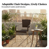 Cantilever Chair Bouncing Design Woven Armchair Breathable Weave Reinforced Frame for Adults, Seniors, Balcony, Bedroom, Garden