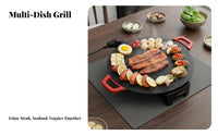 Fast Heating Maifan Stone Electric Pan Easy to Clean Round Electric Grill Multi-Purpose for Party, Gathering