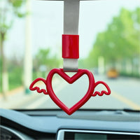 Decorative Heart Car Pendant Lightweight Car Ornament with Wings Compact Angel Wings Pendant Colorfast for Drivers