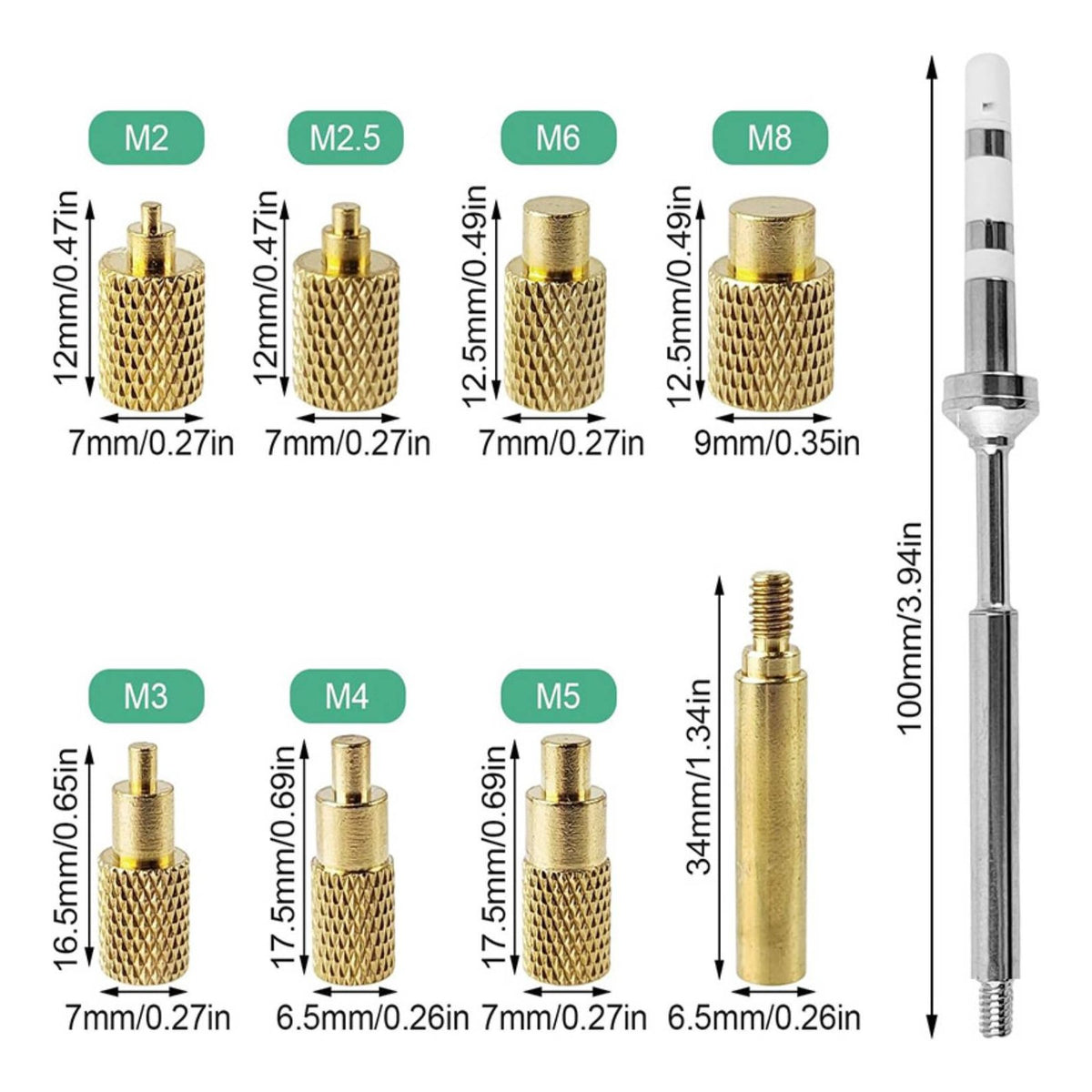 9 Pieces Heat Set Insert Tool Kit Wide Compatibility for Prototyping, Hobbyists