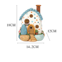 Solar House Ornament Resin Stone House Light Whimsical Design for Patio
