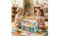 Toddler-Friendly Wooden Pounding Toy with Pegs Developmental Pounding Toy with Mallet Colorful Wooden Activity Box Educational for Toddlers, Playroom, Preschool
