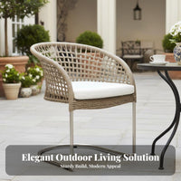 4 Pieces 4-Piece Rope Weave Patio Set Nordic Design Outdoor Furnishing Weather-Resistant Modern Design for Garden, Backyard