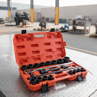 20 Pieces Heavy-Duty Socket Wrench Set Matte Black Socket Set with Case Long-Lasting Portable for Workshop