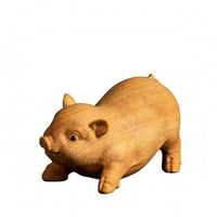 Carved Wooden Pig Figurine Realistic Wooden Pig Figurine Wood Grain Home Decor