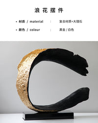 现代简约轻奢风创意海浪型雕塑摆件样板房酒店大厅玄关桌面工艺品