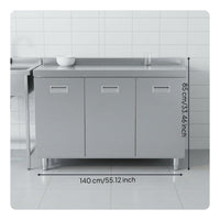 Stainless Steel Kitchen Cabinet Storage Unit Food Grade Material Sink Base Cabinet Large Capacity Seamless Construction Suitable for Renters Utility Room Pantry
