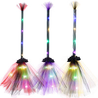 LED Witch Broom for Halloween Party, Glow in Dark, Cosplay Prop