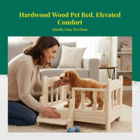Elevated Wooden Pet Bed Frame, Indoor Pet House