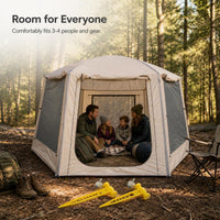 Inflatable Hexagonal Camping Tent, Portable, Waterproof, Sun Protection, Quick Setup