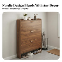 Tipping Bucket Shoe Storage Unit Space-Saving Flip Drawer Shoe Storage Unit Large Capacity for Apartment Dwellers, Homeowners, Hallway, Living Room
