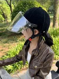 Equestrian Velvet Helmet with UV Protection Visor