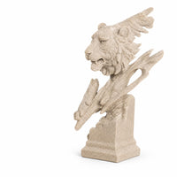 Beige Tone Lion Sculpture Sandstone Finish Decor Accent
