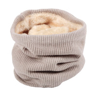 Unisex Winter Double-Layer Fleece Lined Knitted Neck Warmer Scarf
