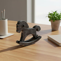 Wooden Rocking Horse Figurine Hand-Painted Finish for Desktop, Bedroom