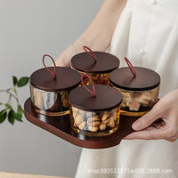 Luxury Glass Fruit Tray with 3 Grids, Round