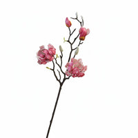 Multi-Head Magnolia Spray PU Material Artificial Magnolia Stem Realistic Look Chinese Style Floral Stem for Living Room, Dining Table, Bedroom