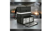 Portable Insulated Pizza Delivery Bag Waterproof Large Capacity Thermal Food Carrier Reflective Strips for Caterers, Picnics
