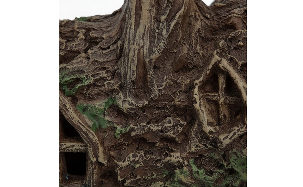 Bark-Textured Aquarium House with Hollow Hideout Realistic Aquarium Hideout Weathered Betta House Compact for Shrimp