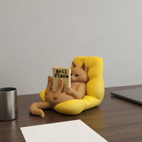 Reading Feline Figurine No Assembly Feline Reading Sculpture Handmade Look
