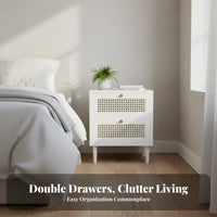 2-Drawer Woven-Front Cabinet Compact Size 2-Drawer Storage Stand Multi-Purpose