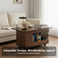 Multi-Functional flip-top Rolling Cart Mobile Design Side Table Space-Saving Household Furniture for Apartment Dwellers, Homeowners, Seniors, Living Room, Small Spaces, Bedroom, Balcony