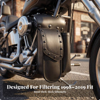 Studded Motorcycle Side Bag with Mounting Tabs Water-Resistant Motorcycle Side Bag Universal Synthetic Leather Saddlebag Large Capacity for Motorcyclists, Riders, Daily Riding