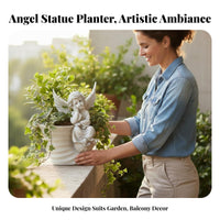 Angel Statue Planter Elegant Design Angel Statue Flowerpot Resin Sculpture Pot for Balcony, Patio, Porch
