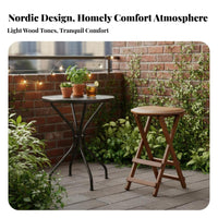 Backless Cross-Frame Stool Foldable Design Rattan Top Folding Stool