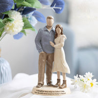 Dad and Daughter and Daughter Sculpture Heartfelt Resin Desk Figurine Desktop