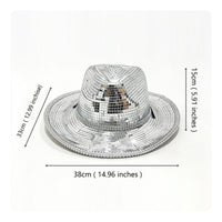 Reflective Cowboy Hat with Mirror Tiles Dazzling Disco Ball Cowboy Hat Glittery Stylish for Festivals