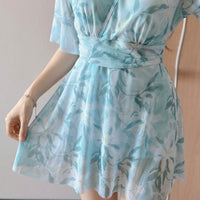 Swimsuit for Plus Size Women with a Modest Printed Pattern, One-Piece for Water Sports and Seaside Vacations