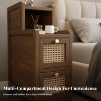 Narrow Drawer Chest Space-Saving Nightstand Minimalist design for Bedroom, Office
