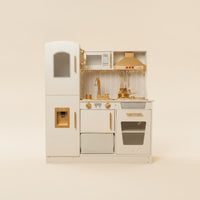 Wooden Play Kitchen Realistic Pretend Play Kitchen Interactive Wooden Toy Fridge for Kids, Children, Preschool