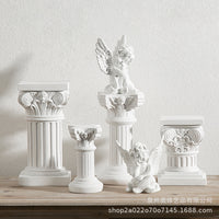 Nordic Resin Roman Column Candle Holder with Angel Figurine