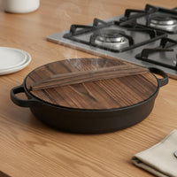 Induction Compatible Cast Iron Skillet Natural Non-Stick Flat Bottom Cast Iron Pot Excellent Heat Retention Flat Bottom Skillet Scratch Resistant