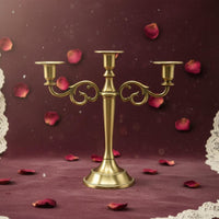 3-Arm Candelabra Elegant Triple Candle Stand Stable Base for Wedding, Hotel