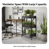 Triple-Decker Rolling floral Rack sturdy Construction Plant Stand Minimalist & appearance
