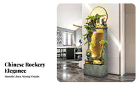 Soothing Sound Rockery Water Fountain Quiet Pump Rockery Waterfall Ornament Artisanal Design Feng Shui Water Feature Easy Installation for Office, Living Room, Entryway, Balcony