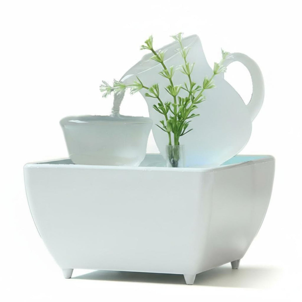 Modern Minimalist Glass Feng Shui Desktop Water Feature, Creative Home Office Decor