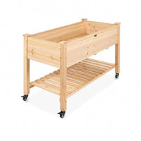 Wooden Garden Planter Box Slatted Shelf Raised Garden Bed uncoveredTop