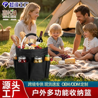 Foldable Outdoor Picnic Basket Storage Bag with Oxford Cloth