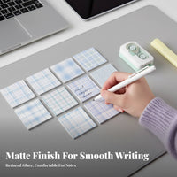 100 Pieces Plaid Memo Sheets Unique Patterns Checkered Background Paper Assorted Designs Grid Note Paper for Students, Crafters, School, Crafting