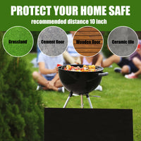 Yegbong Fireplace Fireproof Mat for Outdoor Patio and BBQ, Black Square Protective Pad